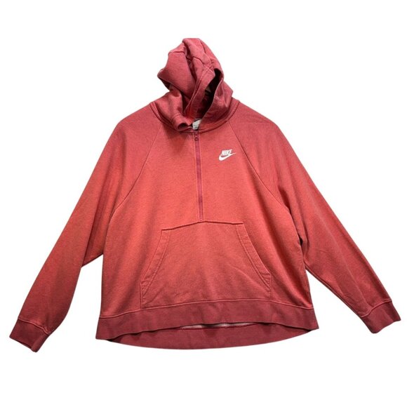 Nike Womens Half-Zip Hoodie M Salmon Red - Picture 1 of 9